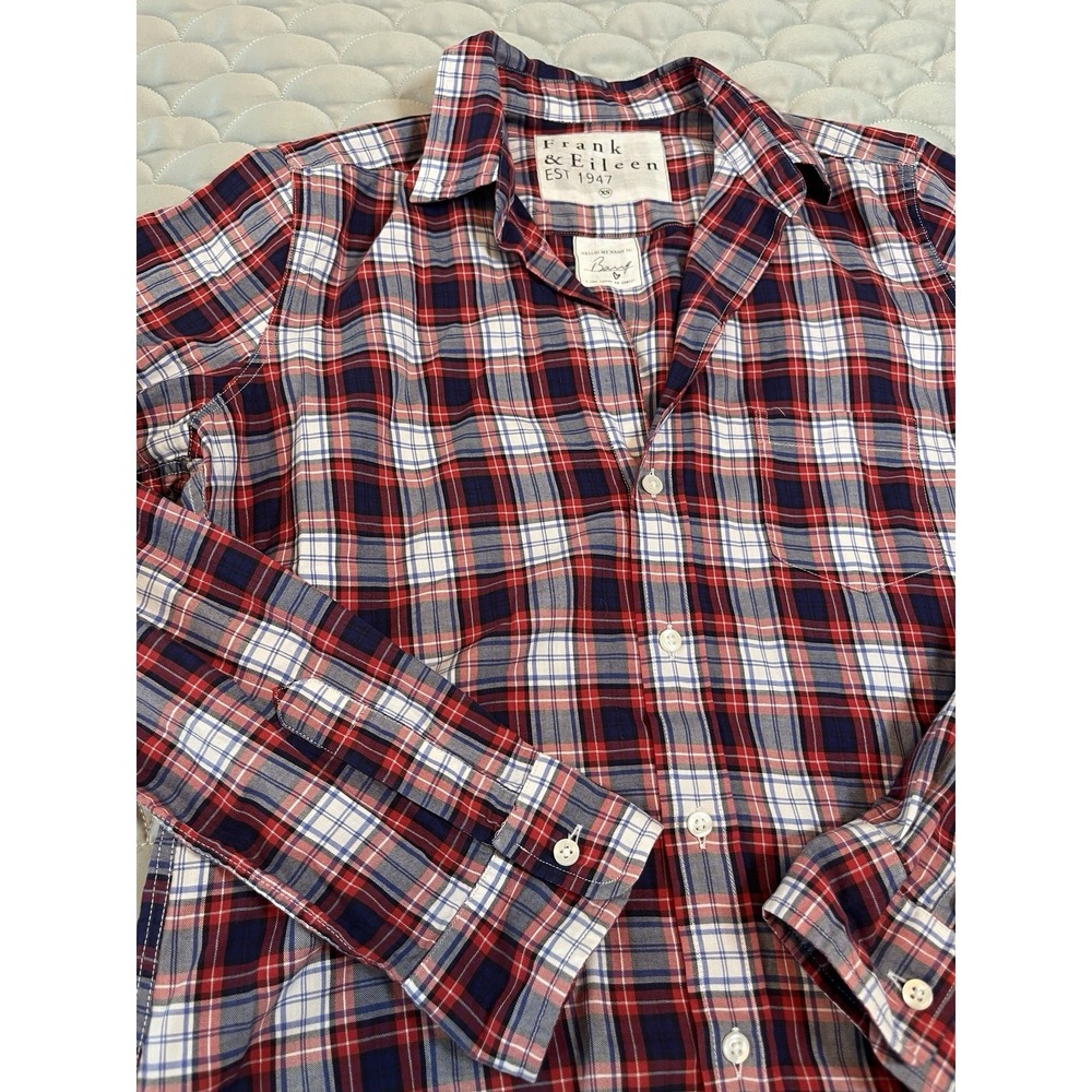 Frank And Eileen 100% Cotton "Barry" Shirt Red, White And blue Plaid Size XS - Picture 3 of 8